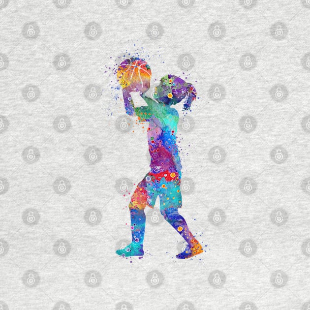 Girl Basketball Kid Watercolor Sport Gift by LotusGifts